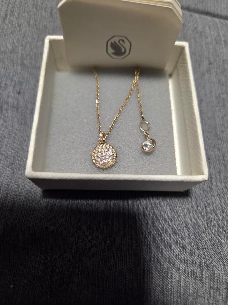 Swarovski ketting met hanger en kristallen, Overige materialen, Ophalen of Verzenden, Zo goed als nieuw, Verstelbaar