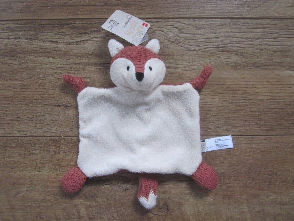 Hema roomwit/roestkleurig pluche gebreid knuffeldoekje vos, Kinderen en Baby's, Speelgoed | Knuffels en Pluche, Nieuw, Vos, Overige karakters