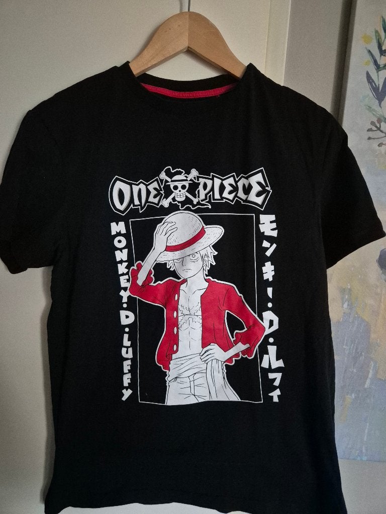 One Piece T-shirt Luffy Maat M Zwart, Maat 48/50 (M), Zwart, Nieuw, Ophalen of Verzenden