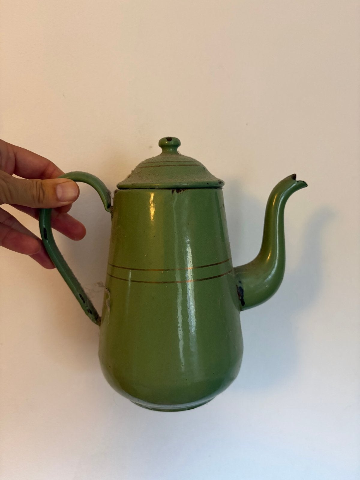 Vintage Groene Emaille Koffiekan - Brocante Stijl, Ophalen of Verzenden