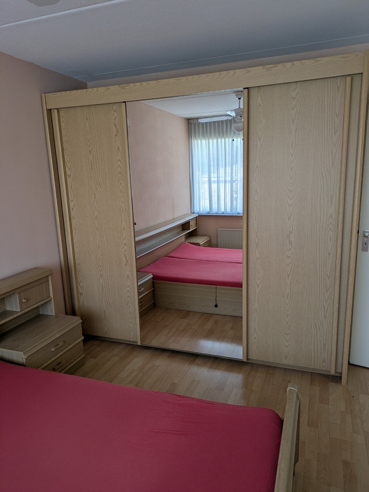 Tweepersoonsbed met nachtkastjes en spiegelkast, Ophalen, Gebruikt, Overige kleuren, Klassiek