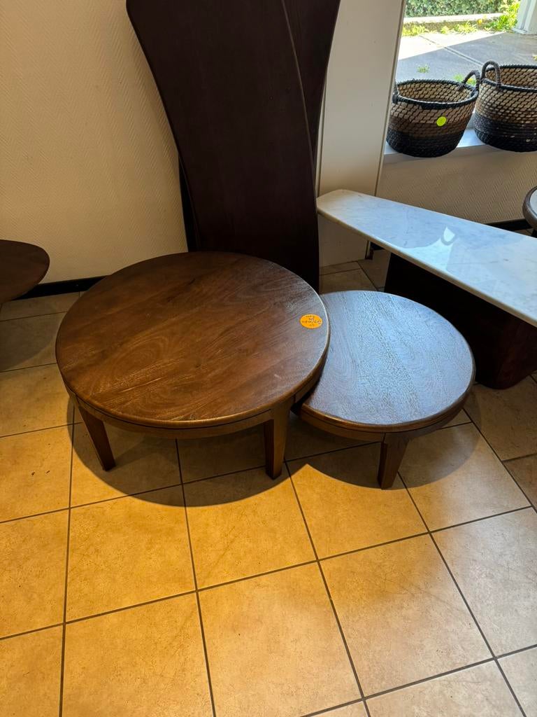 Salontafel Japandi set van 2, Huis en Inrichting, Ophalen, Japandi, 50 tot 100 cm, Rond