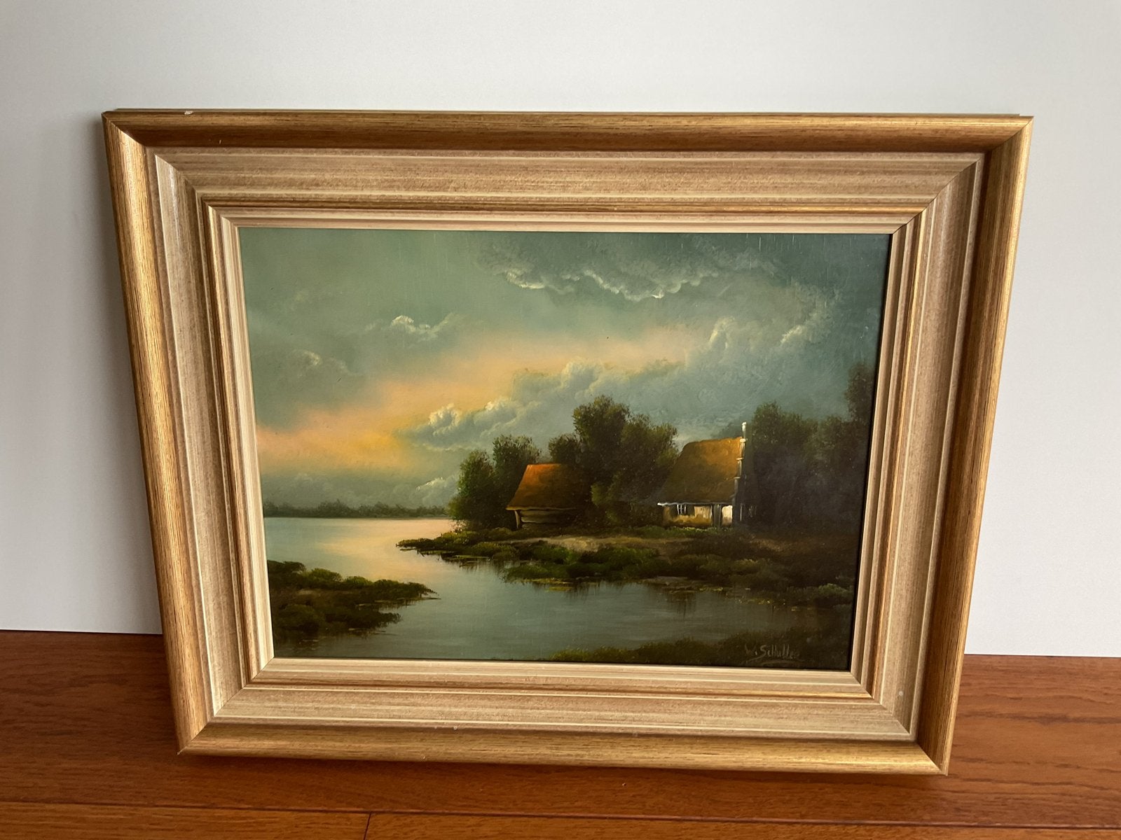 Schilderij Walter Schuller - Hollands Landschap, Antiek en Kunst, Kunst | Schilderijen | Klassiek, Doek, Realistisch, Ophalen of Verzenden