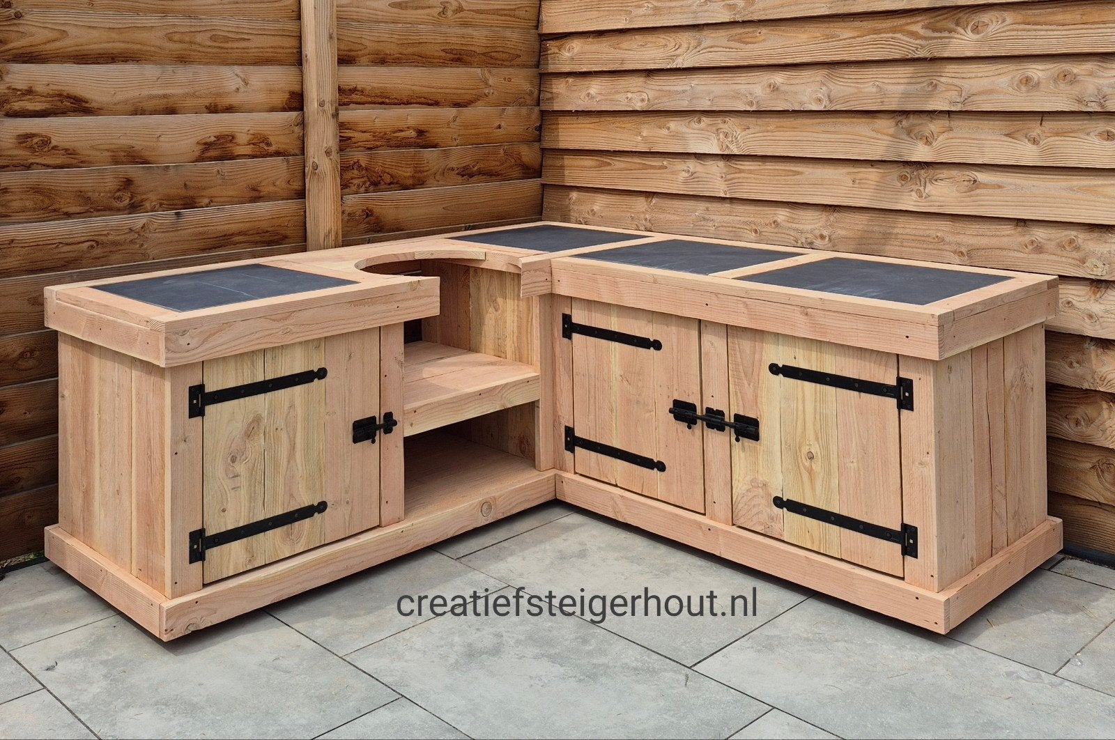 Buitenkeuken Douglas hoekkeuken kamado Bastard mancave, Verzenden, Nieuw, Houtskool, Inbouw