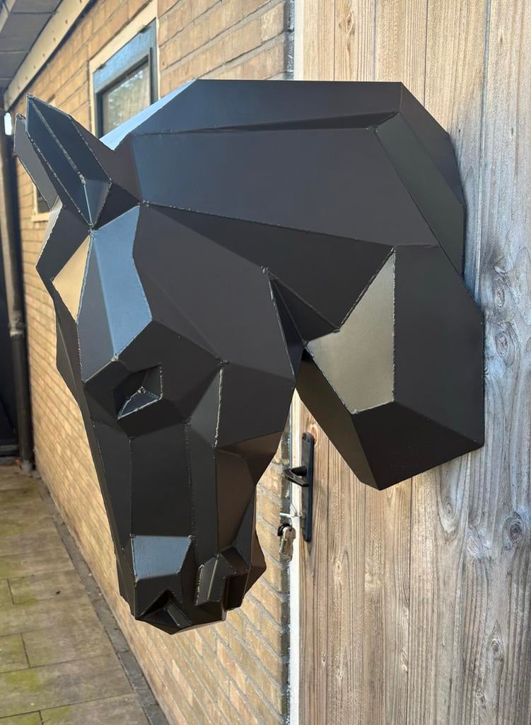 Stalen paardenhoofd sculptuur, Antiek en Kunst, Ophalen