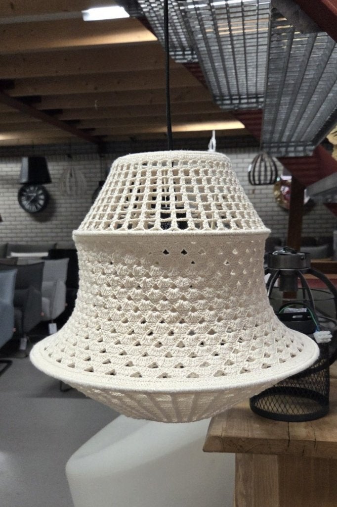 Ronde gehaakte hanglamp TARIDA Light & Living creme, Ophalen of Verzenden, Zo goed als nieuw, Textiel, E27 (groot)