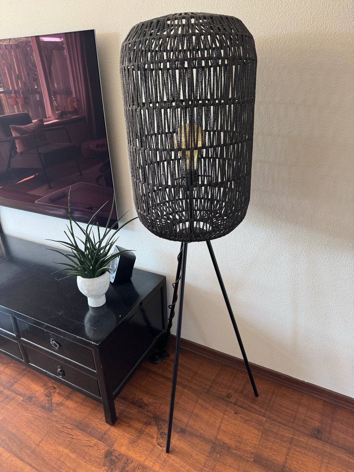 Vloerlamp Rami Zwart Kwantum incl. lamp, Ophalen, 100 tot 150 cm, E27 (groot), Zo goed als nieuw