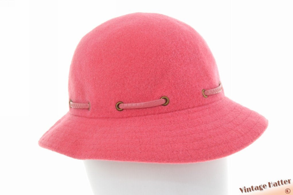 Vintage Dames bucket hoed Kangol roze katoenmix 54 = XS, 55 cm (S, 6⅞ inch) of minder, Hoed, Ophalen of Verzenden, Zo goed als nieuw