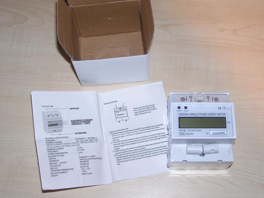 DDS238-4 kWh teller 230VAC 1- fase met LCD, ongebruikt, Doe-het-zelf en Verbouw, Meetapparatuur, Verzenden, Nieuw, Elektriciteit