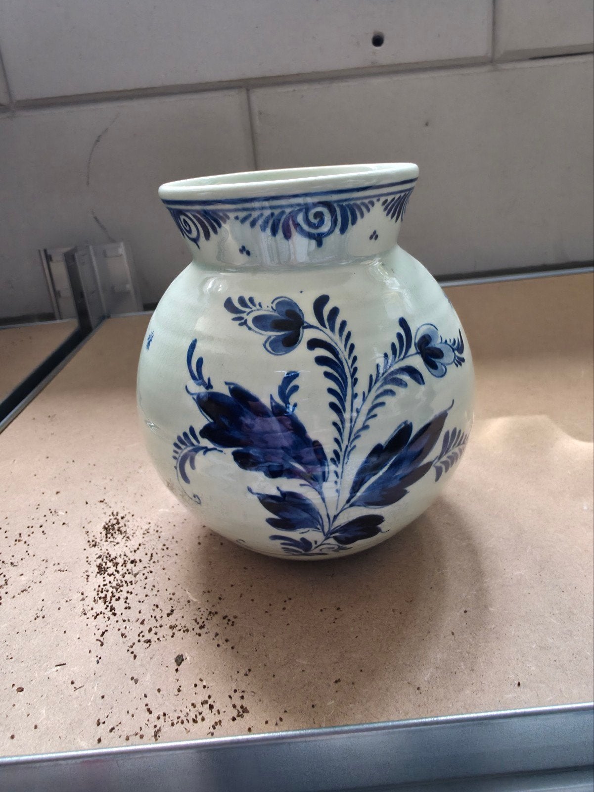 Antieke Delfts Blauwe Vaas - Handgeschilderd, Ophalen of Verzenden