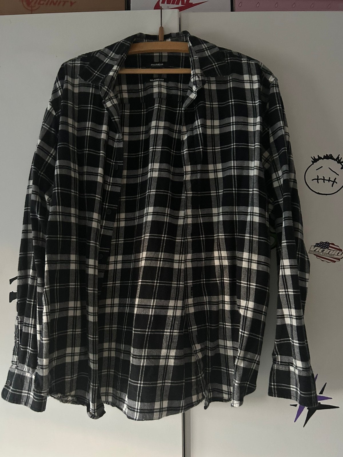 Flanel zwart wit, Ophalen of Verzenden, Zo goed als nieuw, Zwart, Halswijdte 39/40 (M)