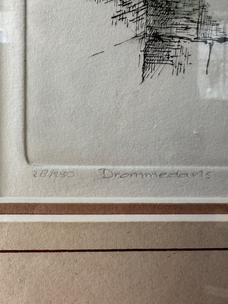 Oude ets / gravure van A. Wieringa, Drommedaris Enkhuizen, Antiek en Kunst, Kunst | Etsen en Gravures, Ophalen, 44 cm, 36 cm, Met passe-partout