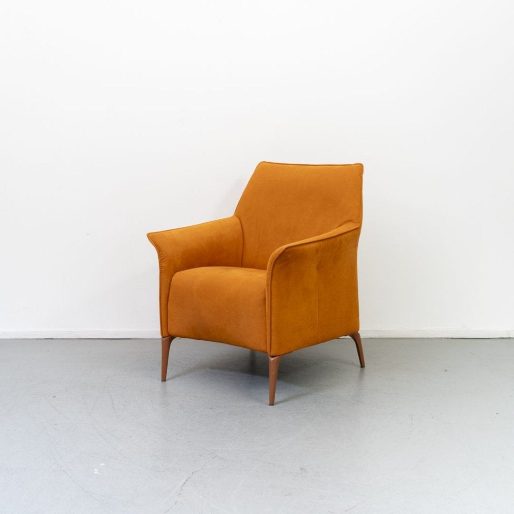 Leolux Mayuro Fauteuil Goud/Oker Leer, Niet ingevuld, Zo goed als nieuw, Niet ingevuld, Niet ingevuld