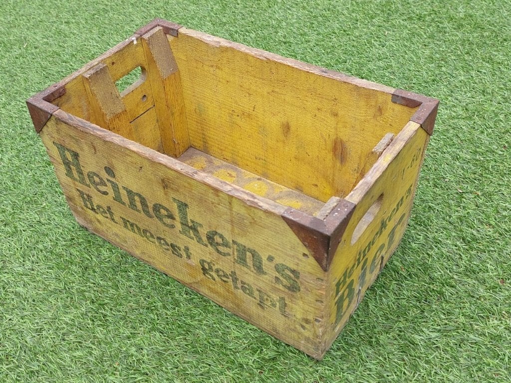 Houten Heinekenkrat, Verzamelen, Biermerken, Ophalen, Gebruikt, Reclamebord, Plaat of Schild, Heineken