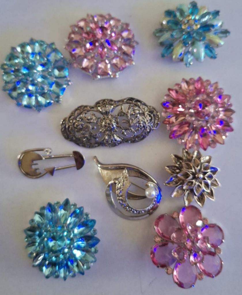 Partij 10 x vintage broche b, Verzenden, Zo goed als nieuw, Overige typen