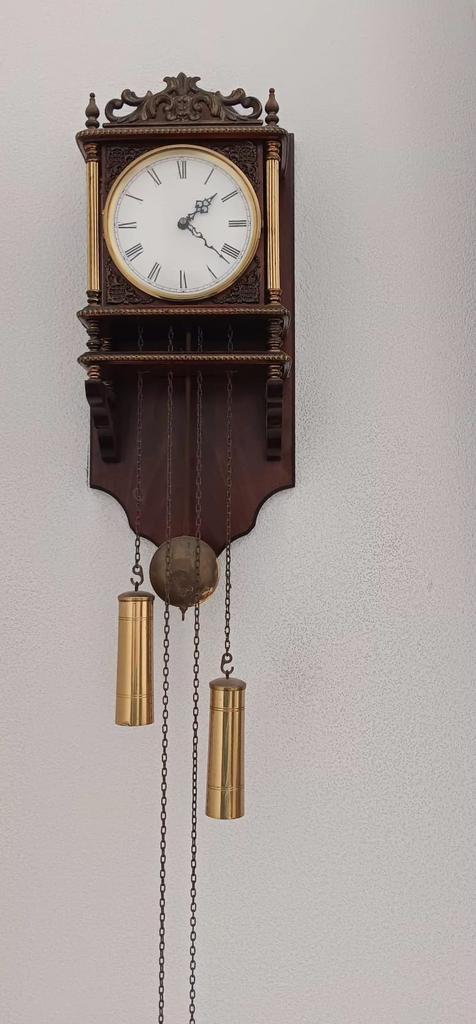 Antieke wandklok met slinger en gewichten, Antiek en Kunst, Antiek | Klokken, Ophalen