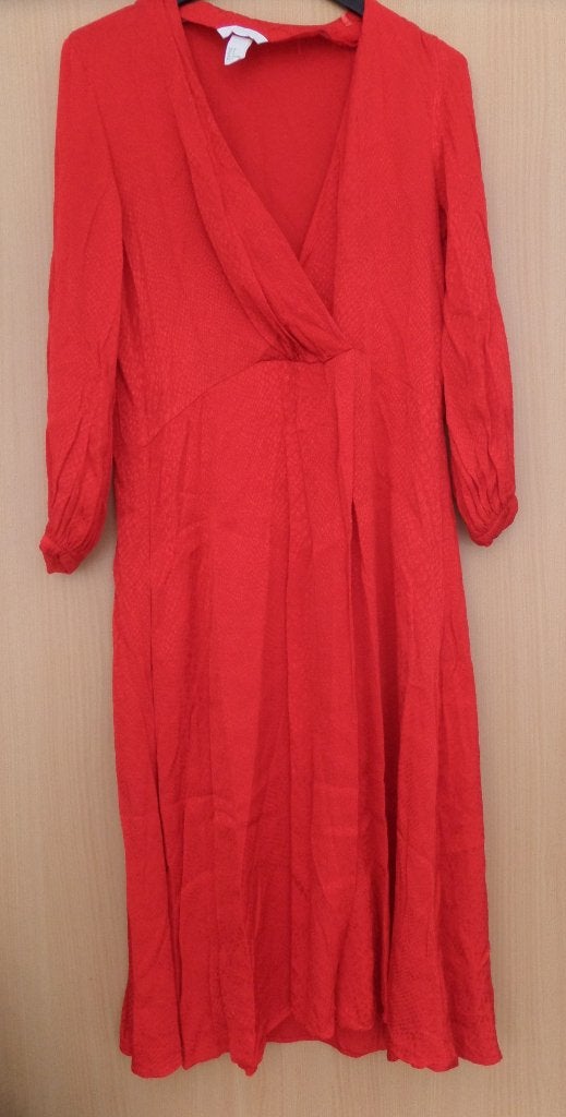 Lange rode H&M jurk maat 38 van viscose, Maat 38/40 (M), Ophalen of Verzenden, Zo goed als nieuw, Rood
