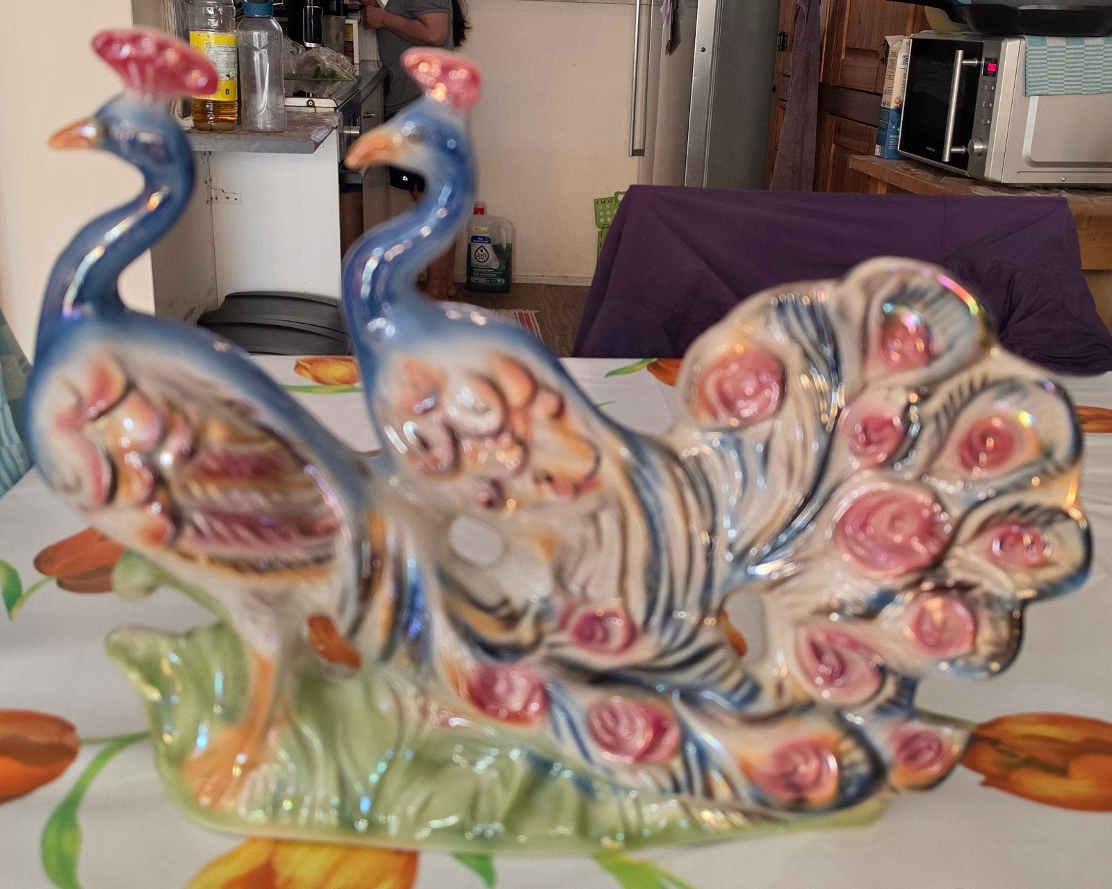 Vintage Italiaanse Keramische Pauwen Decoratie, Ophalen of Verzenden