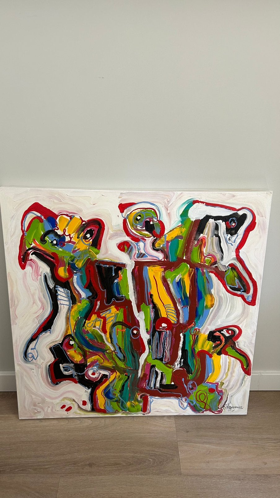 Mooie kleurrijke kunstwerken/schilderijen (2x) Ben Haveman, Ophalen of Verzenden