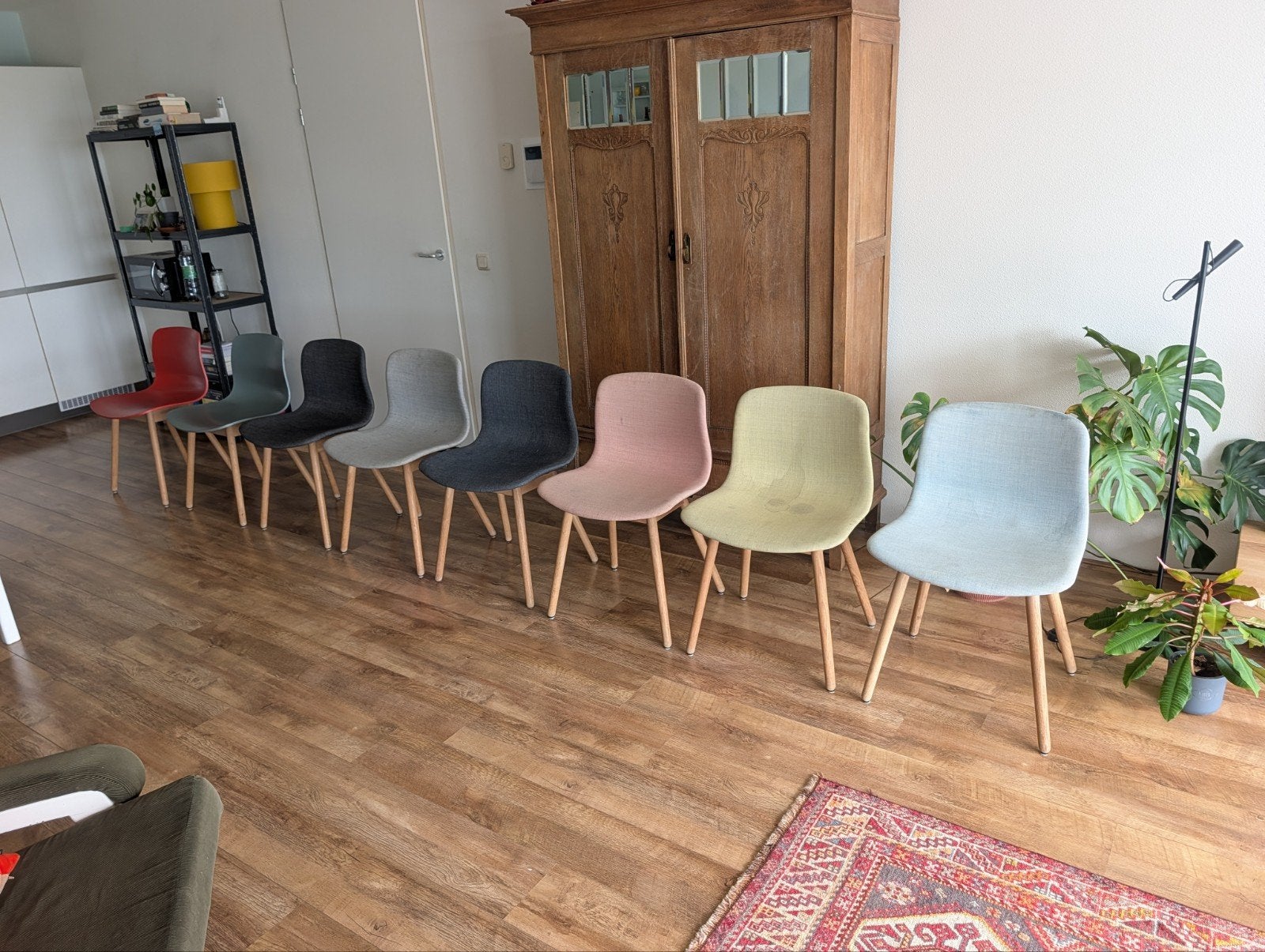 8 HAY About A Chair stoelen (2x AAC 12 + 6x AAC13), Ophalen, Gebruikt, Blauw, Vijf, Zes of meer stoelen