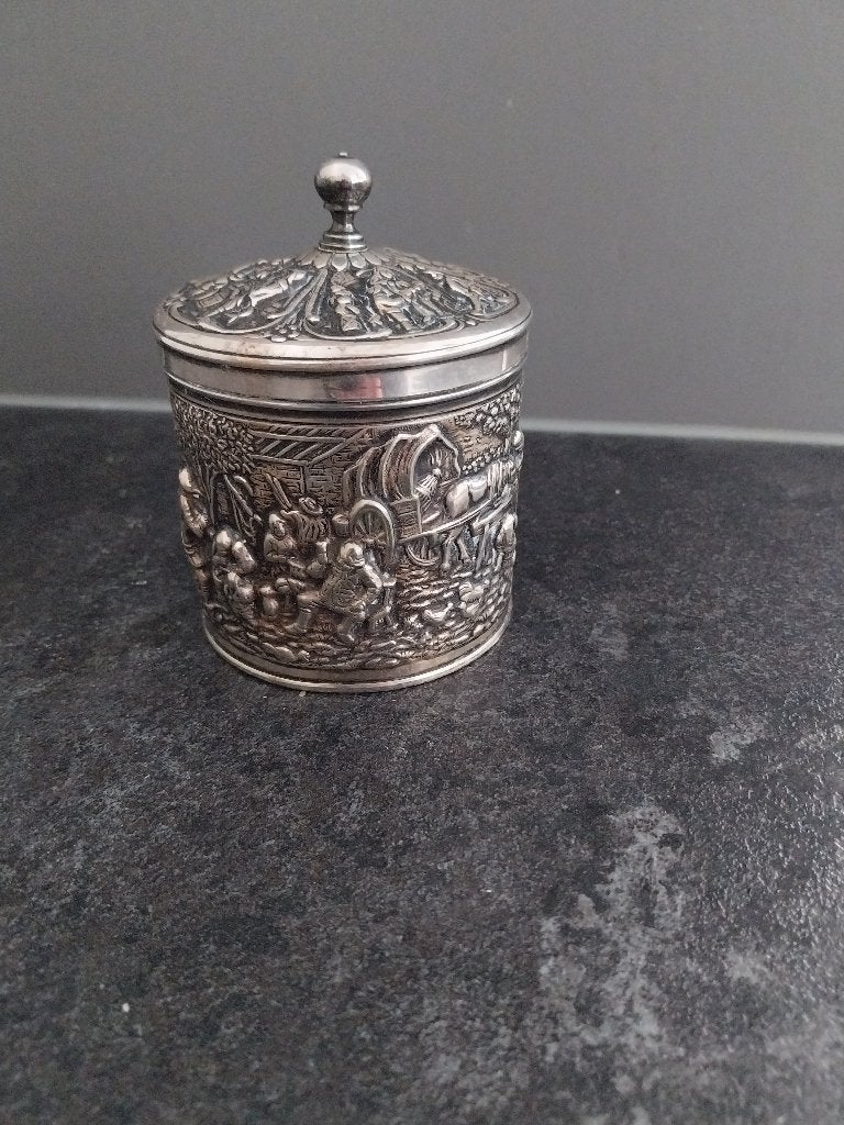 Vintage verzilverd theebusje van Douwe Egberts jaren 60 nr 2, Antiek en Kunst, Ophalen of Verzenden