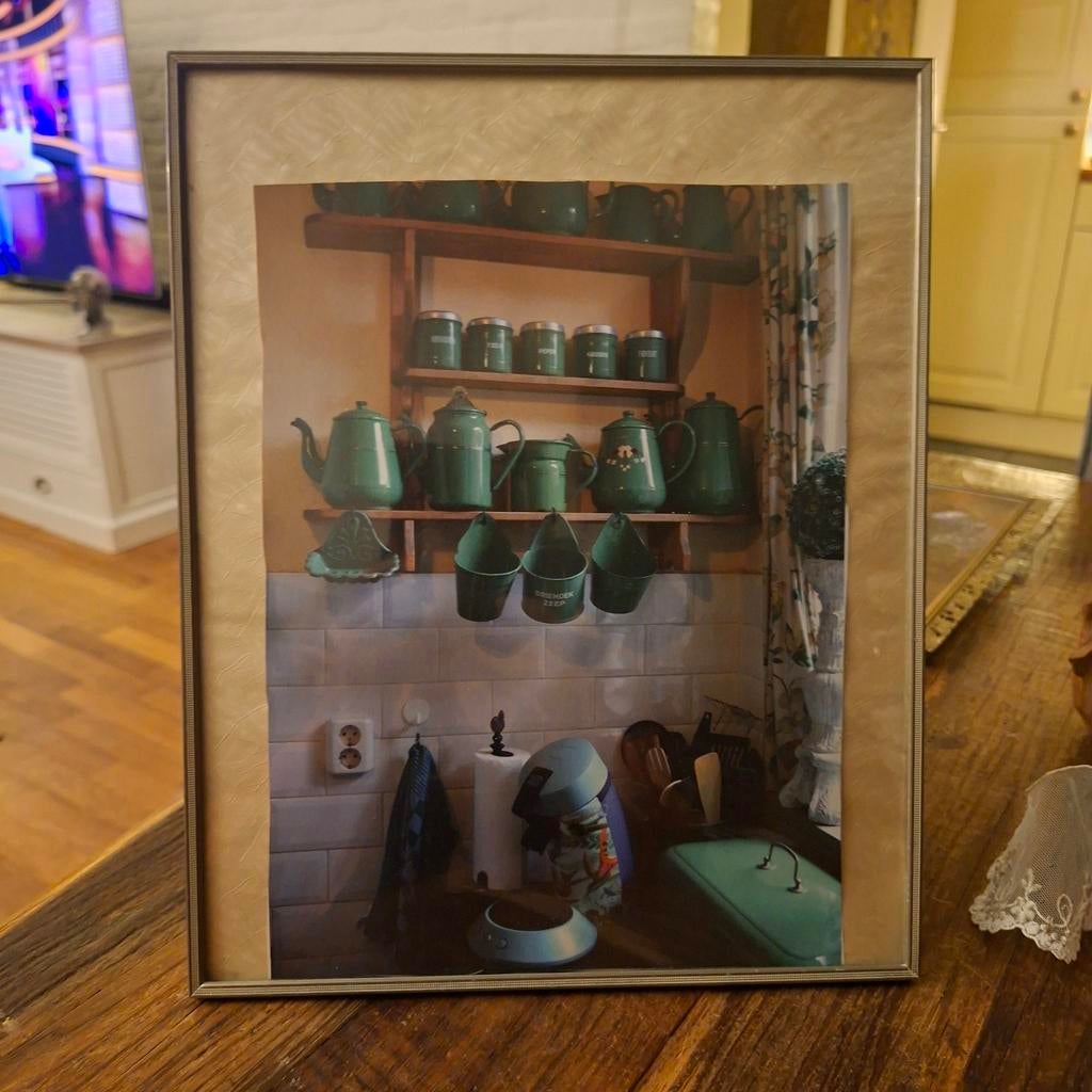 Jyden Fotolijst met Bol Glas 30x24 cm groot, Antiek en Kunst, Curiosa en Brocante, Ophalen of Verzenden