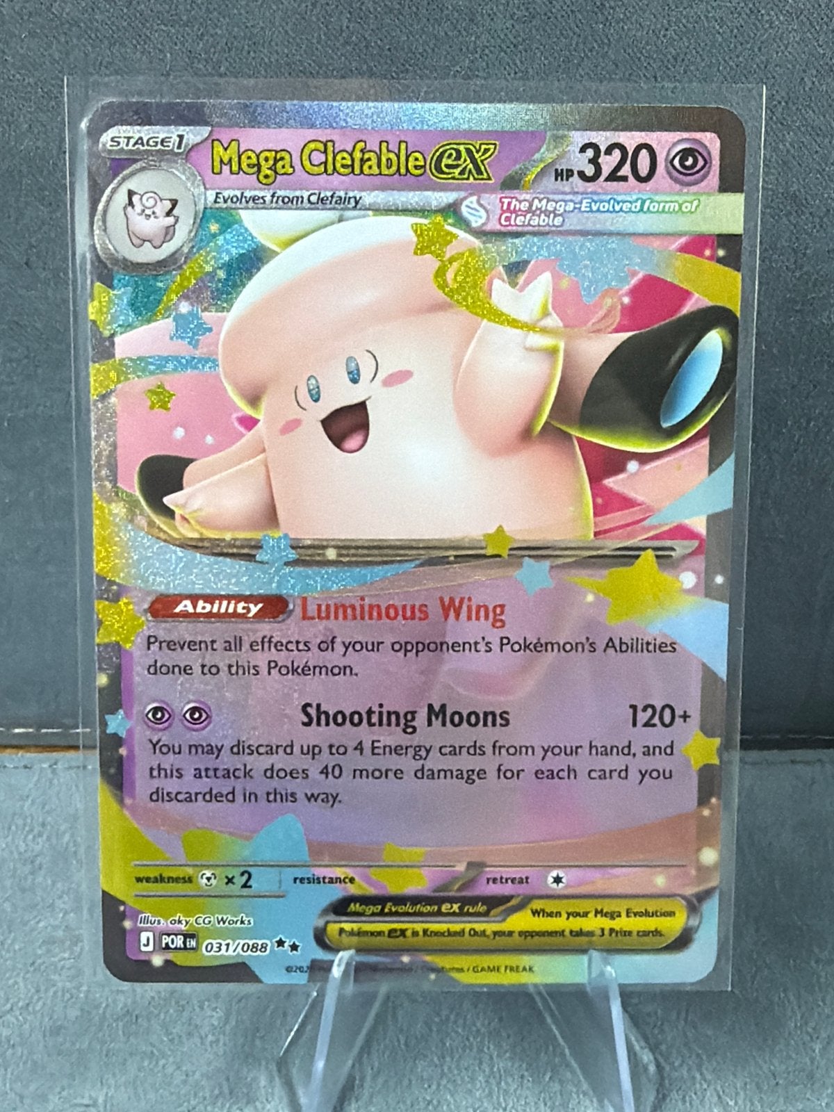 Mega Clefable EX Pokémon Kaart 031/088, Ophalen of Verzenden, Zo goed als nieuw, Losse kaart