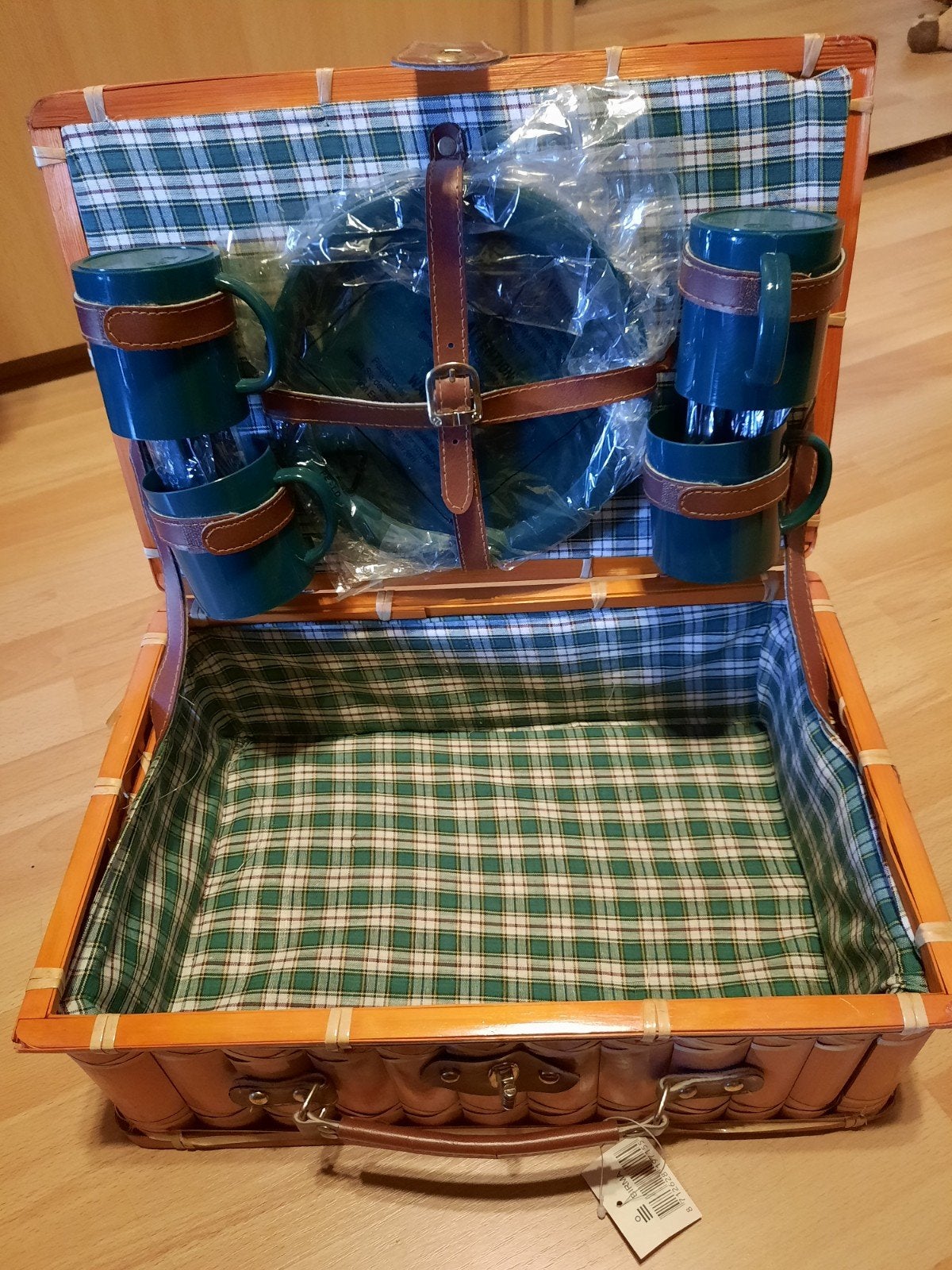 Rieten picknick koffer met servies, Ophalen of Verzenden, Nieuw