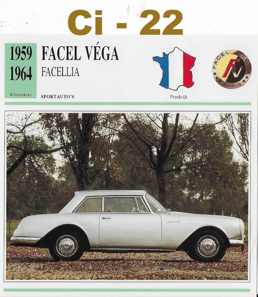 CI22 Autokaart Facel Vega Facellia ( 1959- 1964 ), Ophalen of Verzenden, Zo goed als nieuw, Auto's
