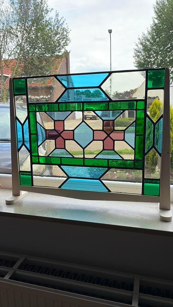 2x Glas in lood raamdecoratie, Ophalen, Zo goed als nieuw, Glas in lood, Minder dan 80 cm