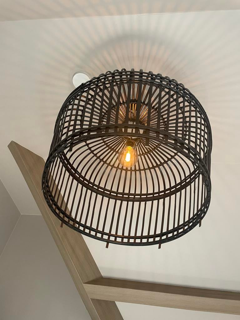 Nieuwe Grote Rotan Hanglamp - Zwart Design, Ophalen of Verzenden, Nieuw, Overige materialen, Minder dan 50 cm