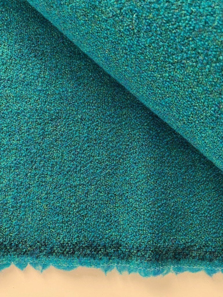STOF VOOR DESIGN: Kvadrat Tundra 2; turquoise; meubelstof, Wol, Blauw, 120 cm of meer, Nieuw