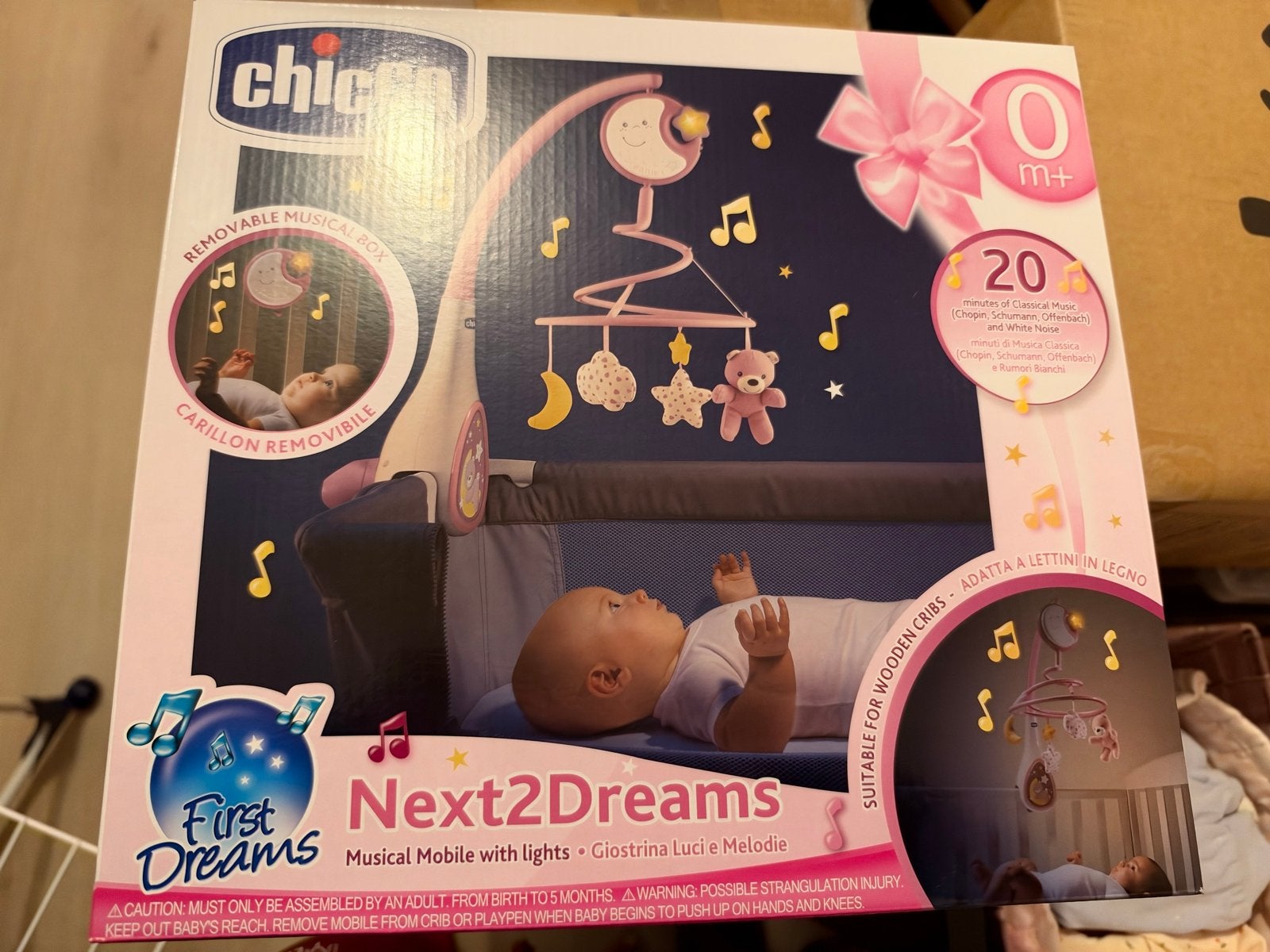 Chicco Next2Dreams Mobiel met licht en geluid, Ophalen of Verzenden, Nieuw, Mobiel, Met licht