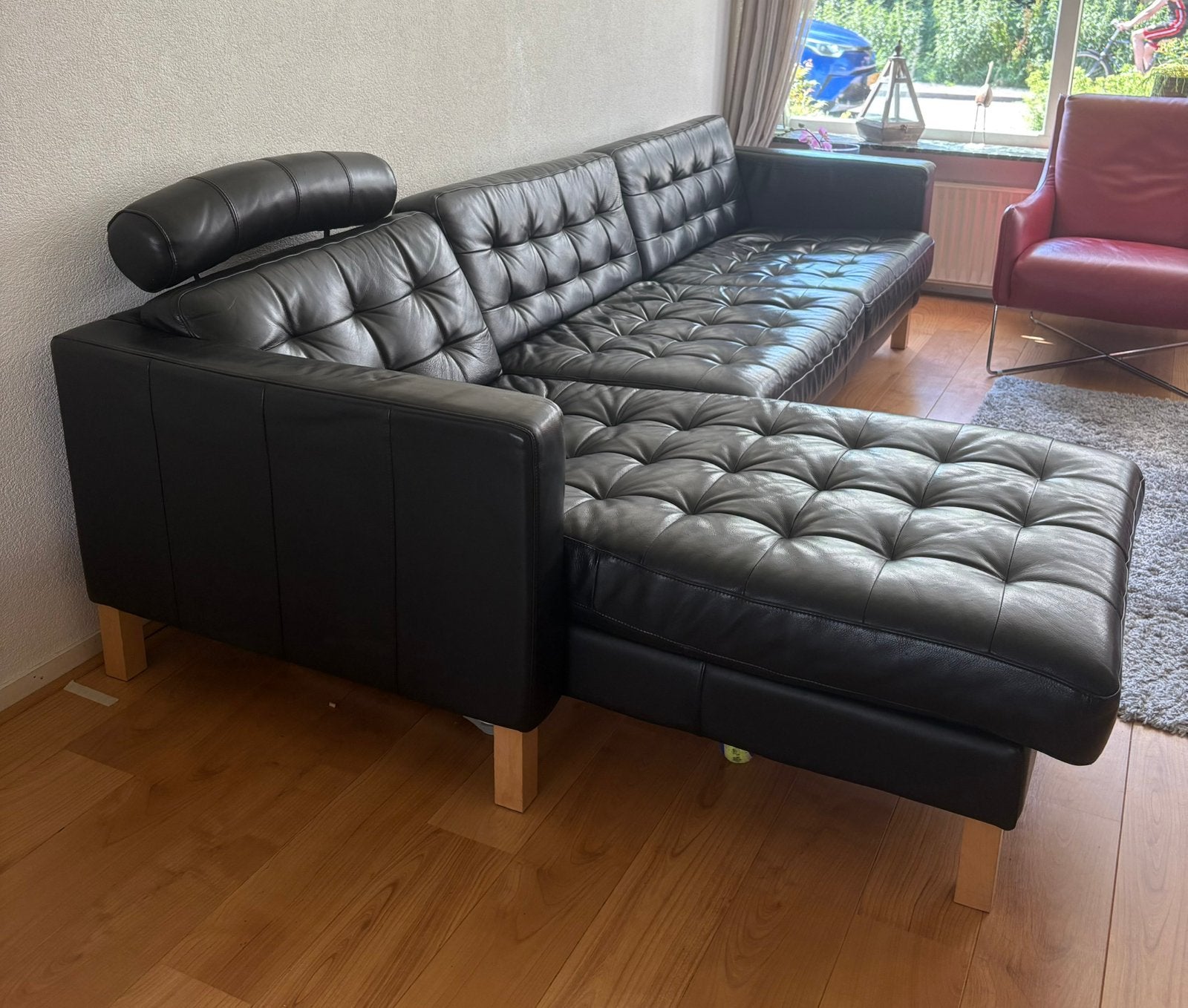 Ikea Landskrona bank zwart 2.80 x 1.65 m, Ophalen, Gebruikt, Leer
