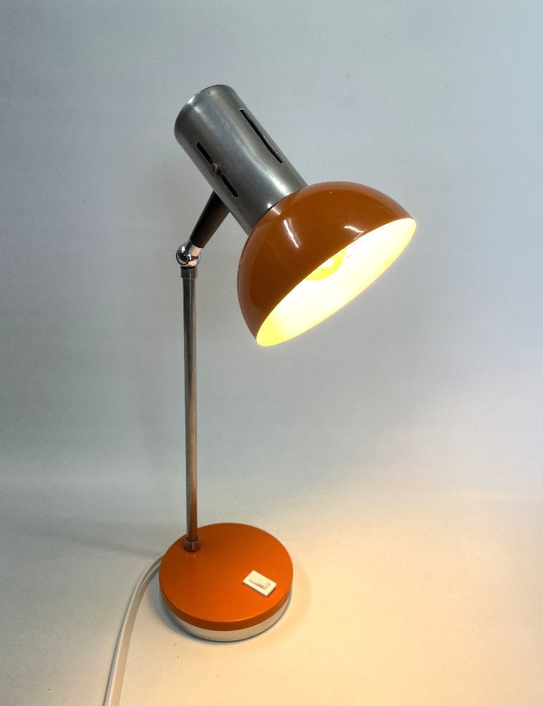 tafellamp, bureaulamp, space age, jaren '70 vintage, Huis en Inrichting, Bureaulamp, Gebruikt, Oranje, Overige stijlen