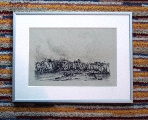 Pen/inkt  tekening  " Zandgroeve "., Ophalen of Verzenden, Tekening, Pentekening, Gesigneerd
