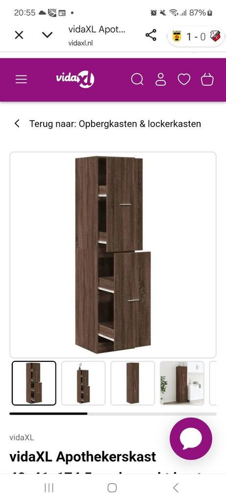 vidaXL Apothekerskast 40x41x174,5 cm - Nieuw in verpakking, Ophalen of Verzenden, Nieuw
