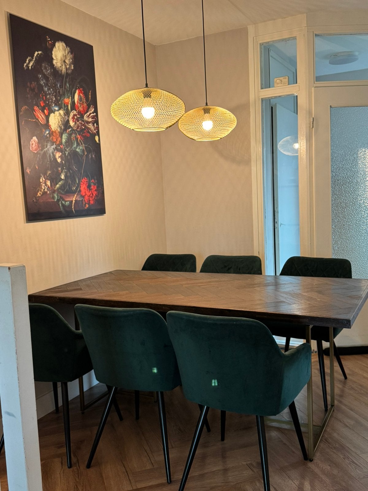 Dutchbone Class eettafel inclusief 6 stoelen, Ophalen, Gebruikt, 4 tot 6 stoelen