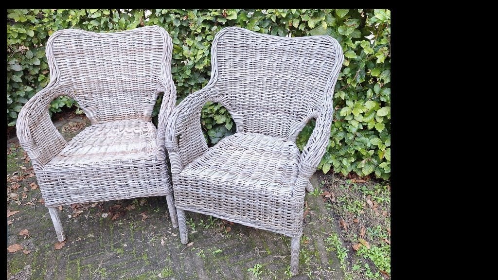 Grote Rotan Tuinstoel; set van 2 stuks   -  Ikea Byholma, Ophalen, Gebruikt, Rotan