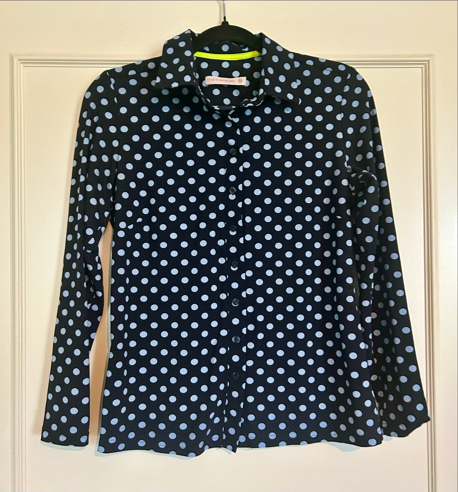 Studio Anneloes Polkadot Blouse XS Travelstof, Verzenden, Zo goed als nieuw, Maat 34 (XS) of kleiner, Blauw