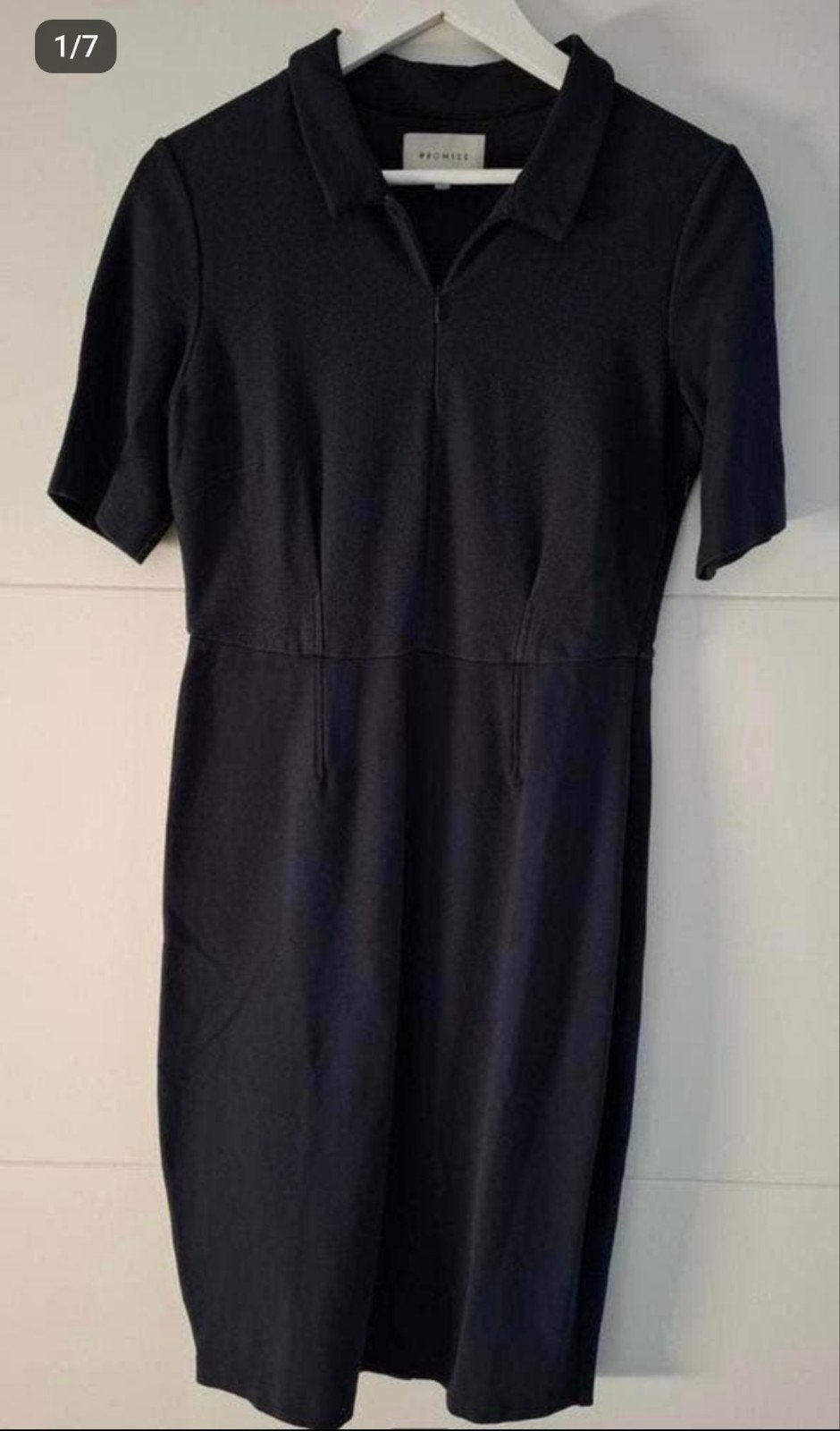 Donkerblauwe stretchjurk Promiss maat L/40, Maat 38/40 (M), Promiss, Blauw, Ophalen of Verzenden
