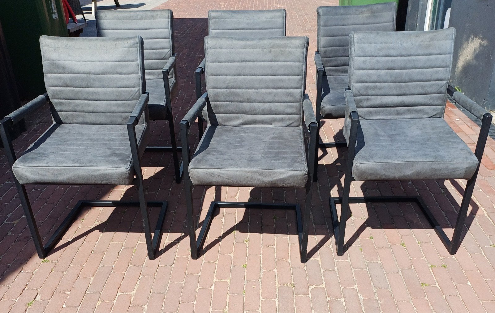 6x Eetkamerstoelen Grijs met Armleuning, Huis en Inrichting, Stoelen, Ophalen
