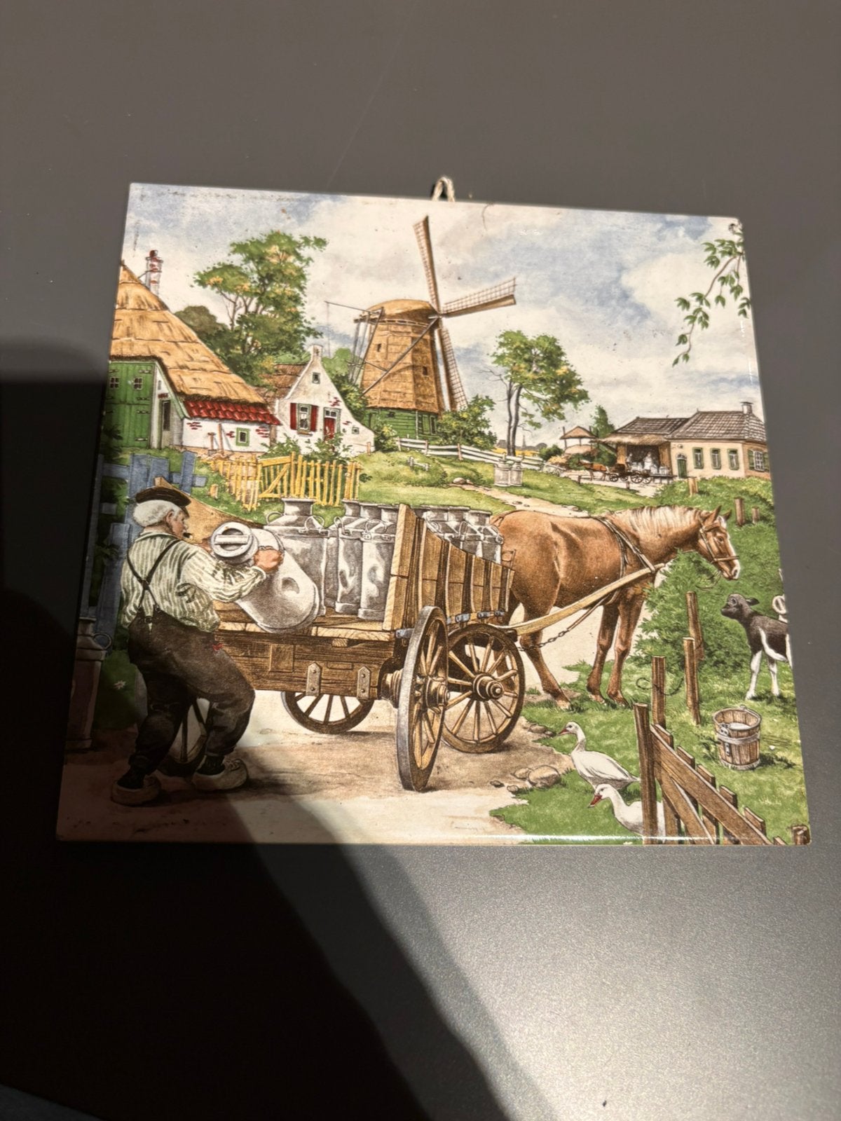 (H) Ter Steege Holland wandtegel melkboer paard molen, Ophalen of Verzenden