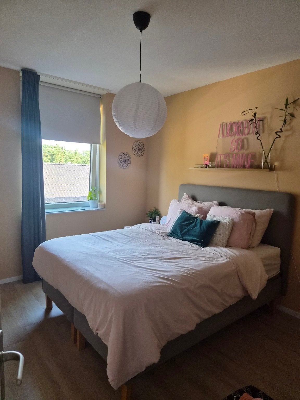 Grijze boxspring Ikea 160x200 Dunvik, Ophalen, Gebruikt, Tweepersoons