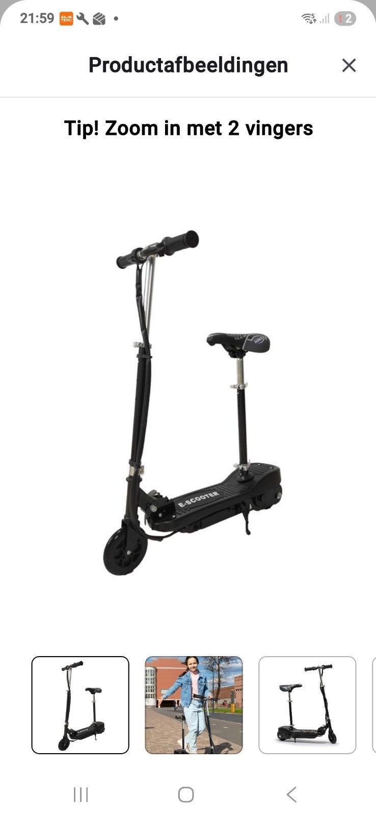 Elektrische step met zadel - E-scooter, Ophalen of Verzenden, Nieuw, Elektrische step (E-scooter), Onbekend