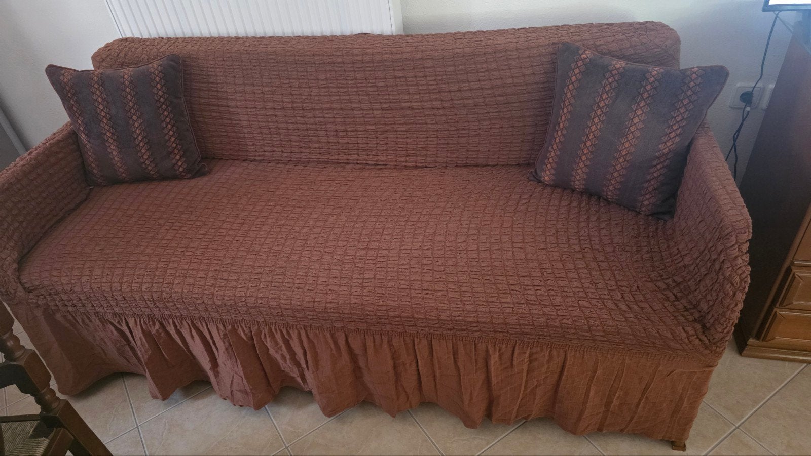 Elastische bankhoes 190x90 cm - Bruin, Ophalen, Gebruikt, 50 tot 100 cm, Bruin