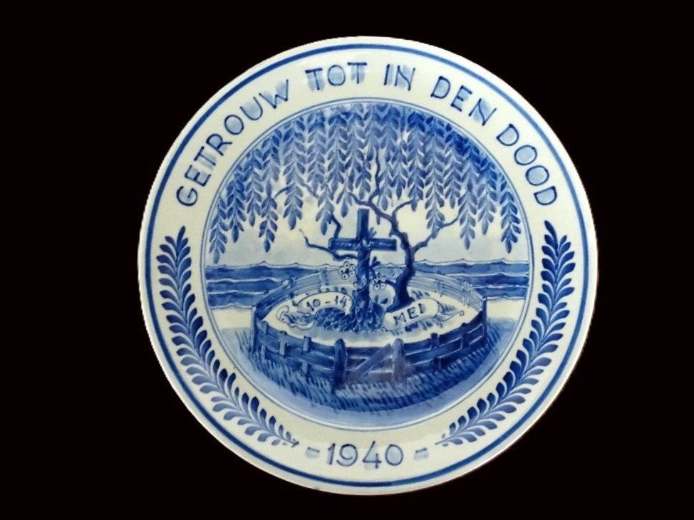 Bord Delfts Blauw Porceleyne Fles WOII 1940 gedenkbord, Ophalen of Verzenden