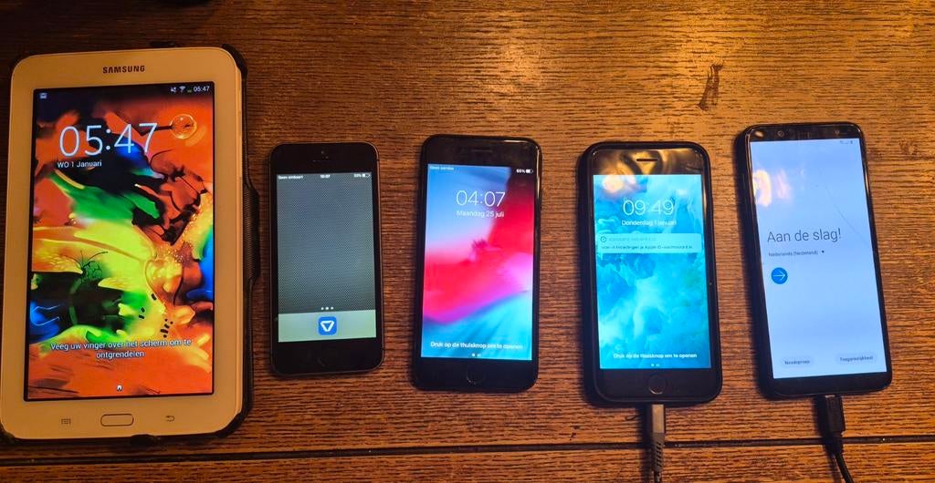 Samsung Galaxy Tab, A6 en 3x iPhone - Diverse modell, Telecommunicatie, Mobiele telefoons | Samsung, Gebruikt, Overige modellen