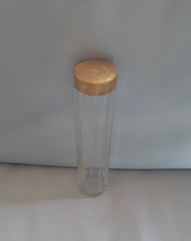 Hat Pin Jar Facet Glas Antiek, Ophalen of Verzenden