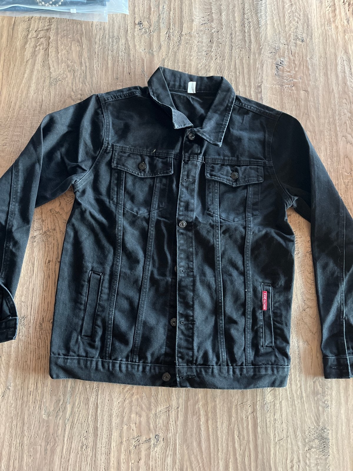 Zwart spijkerjack maat M, Ophalen of Verzenden, Zo goed als nieuw, Maat 48/50 (M), Zwart